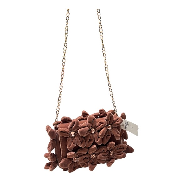 By Anthropologie 3D Floral Velvet Pink Rose Embellished Crossbody Bag - NWT - Picture 11 of 15